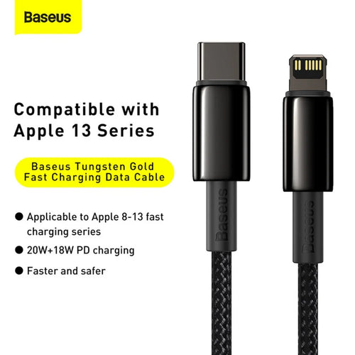 Baseus Fast Charging Cable PD 20W Data Cable Type C to iP for iPhone 14 13 12 Pro Max for Macbook iPad Mini Air 1m/2m Wire Cord