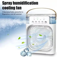 3 In 1 Summer Cooling Fan Portable Desktop Humidifier USB Mini Air Conditioners Night Light Water Mist For Home Or Office